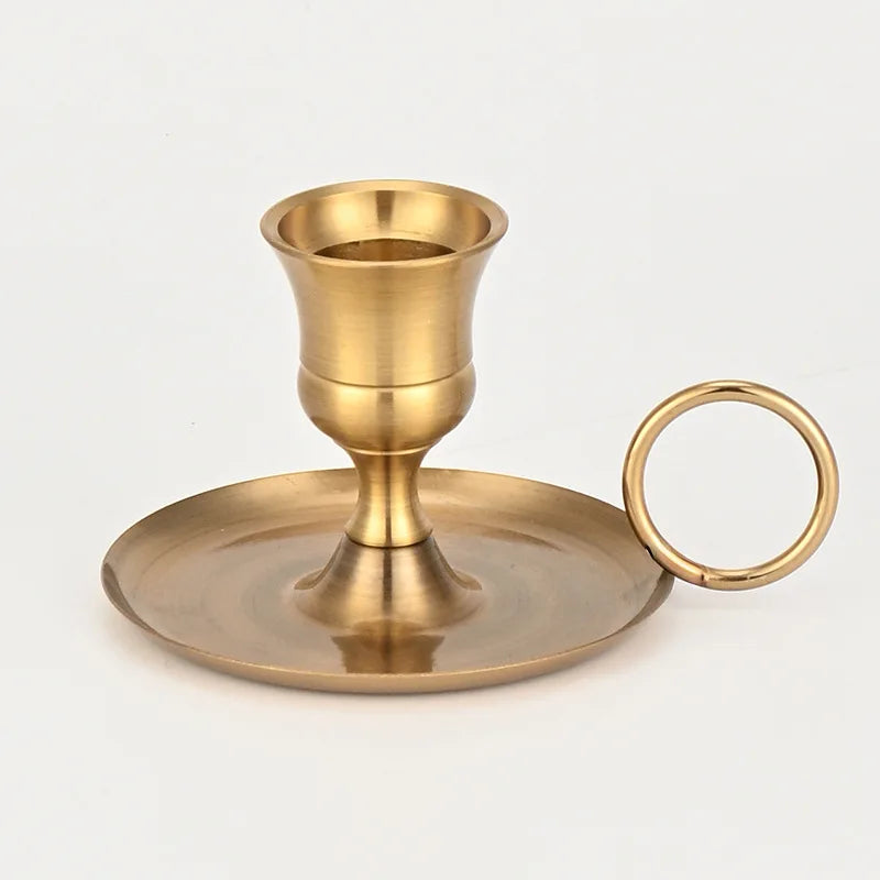 Metal Candle Holder Desktop Candlestick Adornment Candle Holder With Handle Centerpiece Dining Table Wedding Festive Decoration