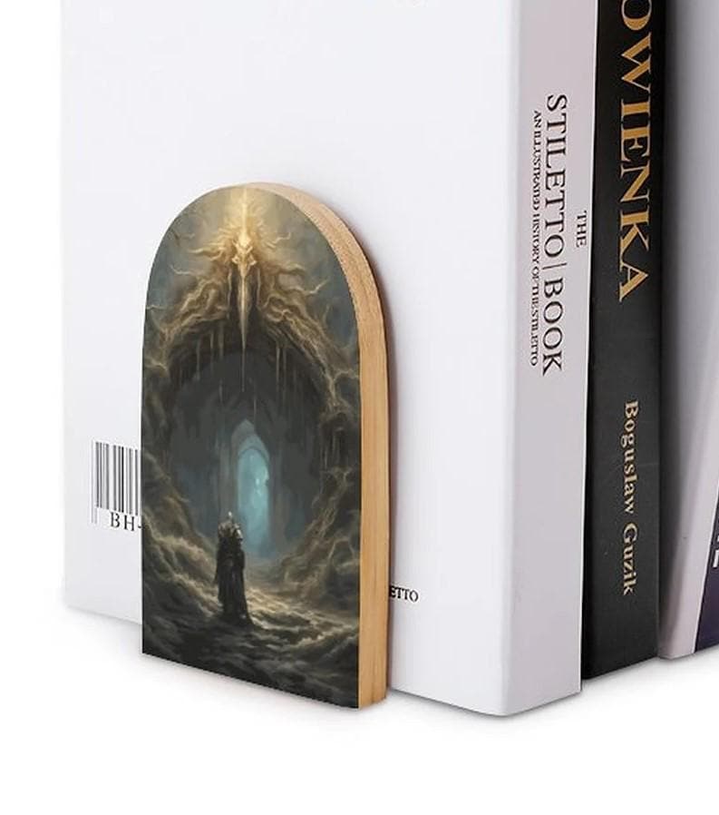 Elden Ring Bookends Age of Sigmar Beech Wood & Iron Night Lord Gamer Decor Dark Souls Video Game Fantasy Bookend Mordheim Gamer Gothic Decor