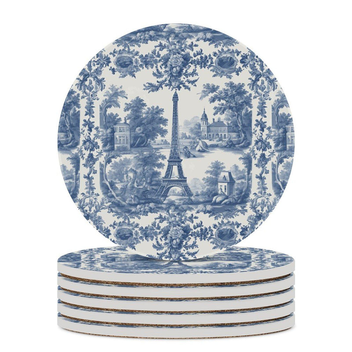 Grand Millennial Housewarming Gift Shabby Chic French Toile Ceramic Coaster Set Toile de Jouy Home Decor Birthday Gift For Garden Lover