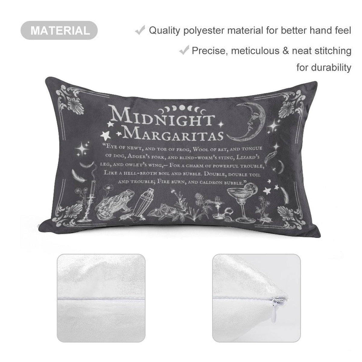 Witchy Halloween Vibes Home Gothic Decor Practical Magic Midnight Margaritas Velvet Pillowcase Witchcore Throw Gothic Pillowcase Giftforher
