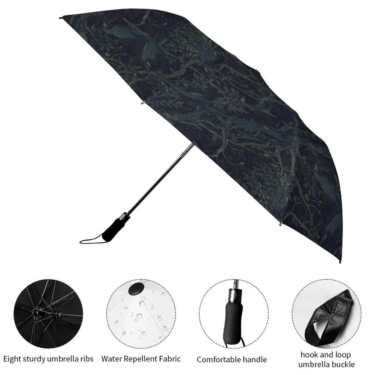 Dark Romance William Morris Personalized Crow Custom Umbrella Gift for Elderly Woman Dark Academia Raven Gift for Edgar Allan Poe Enthusiast