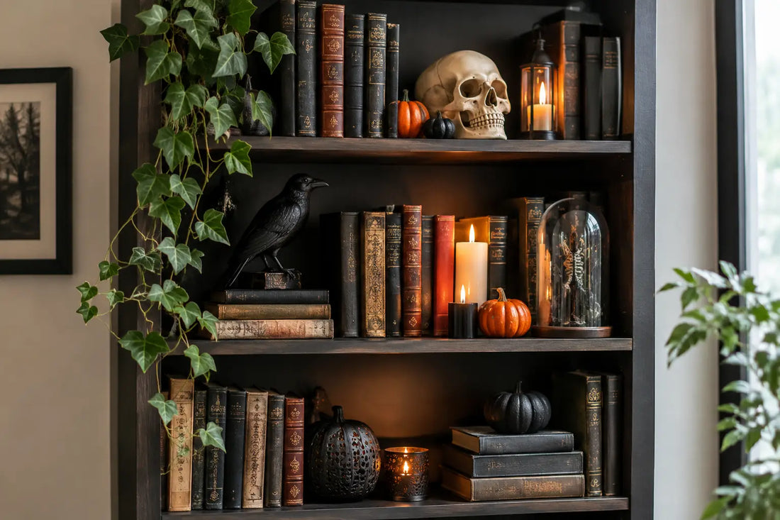 How to Decorate Spooky Bookshelves at Home