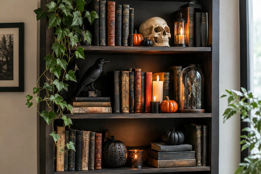 How to Decorate Spooky Bookshelves at Home