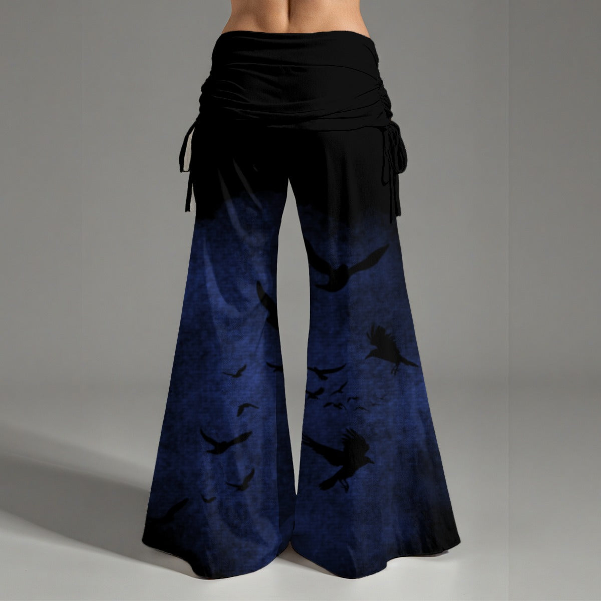 Blue Crow High Waist Wide Leg Pants - Gothic Apparel