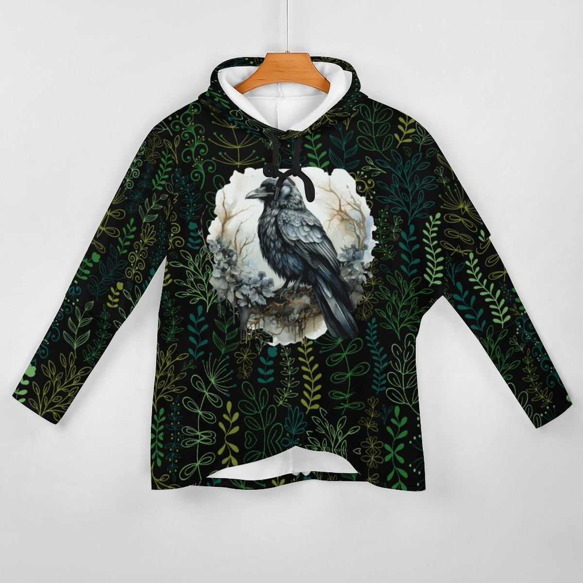230gsm Poncho-style Long Sleeve Women Hoodie with Irregular Hem DS001 (All-Over Printing)