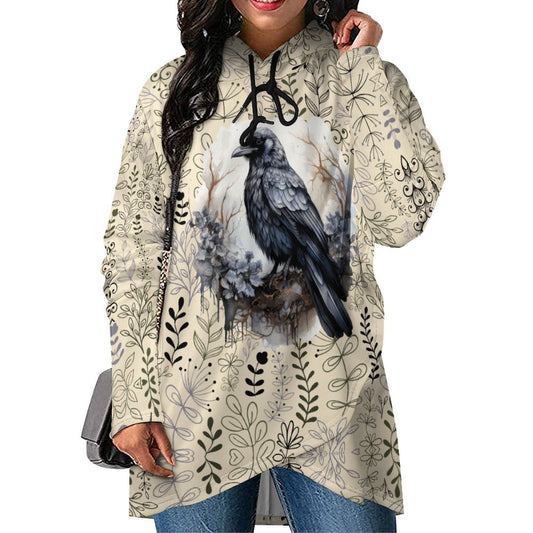 230gsm Poncho-style Long Sleeve Women Hoodie with Irregular Hem DS001 (All-Over Printing)
