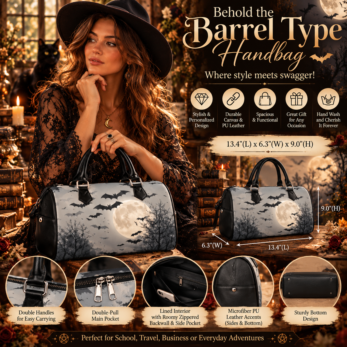 Bat Lover Accessory Bags, Perfect Holiday Gift