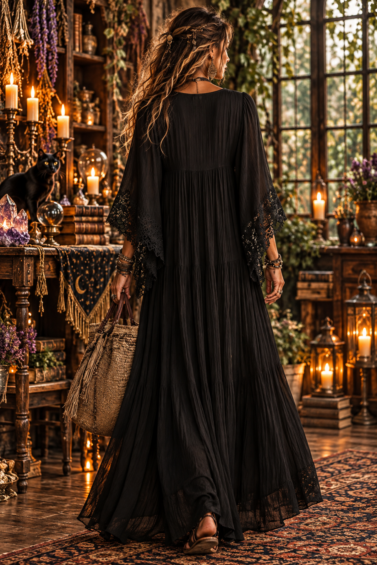 White Lace V-neck Long Dress, Bat Sleeve Vacation Beach Dress, Fairy Pleated and Elegant Seaside Lazy Dress Vestidos Y2K