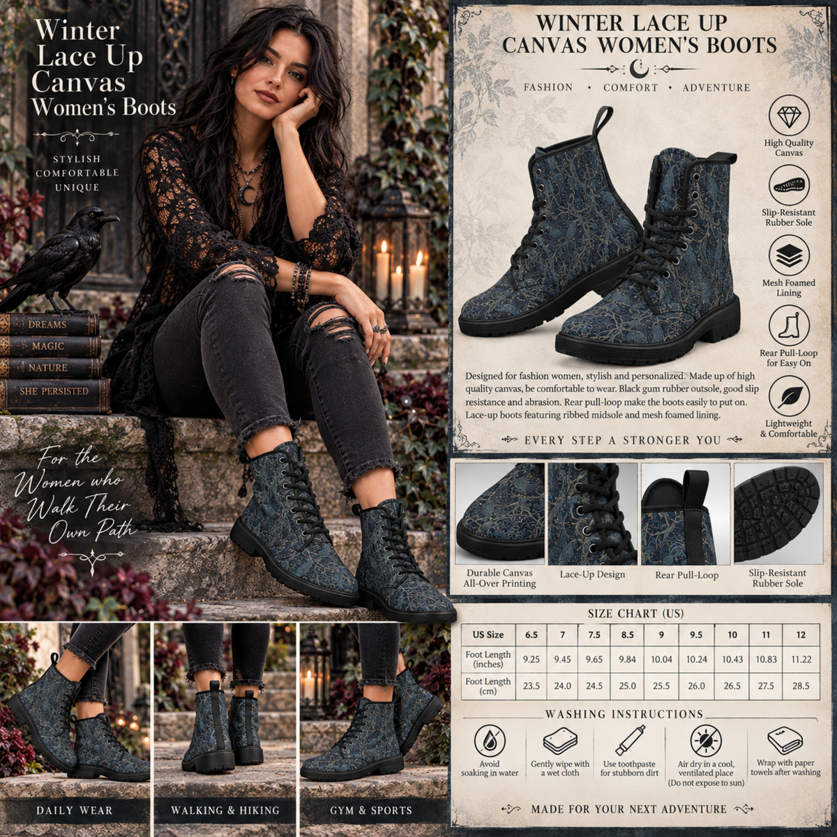 William Morris Inspired Crow Design Footwear