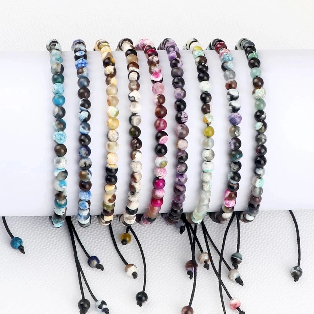 Natural Stone Agate &amp; Onyx Beaded Bracelets