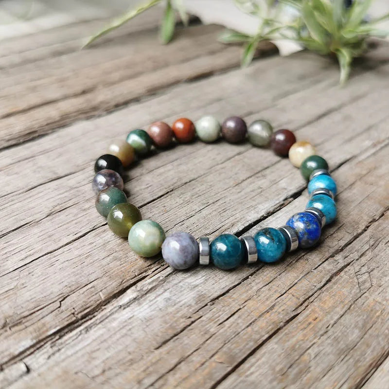 Indian Onyx Beads Apatite Mala Necklace, Charming Lotus Pendant