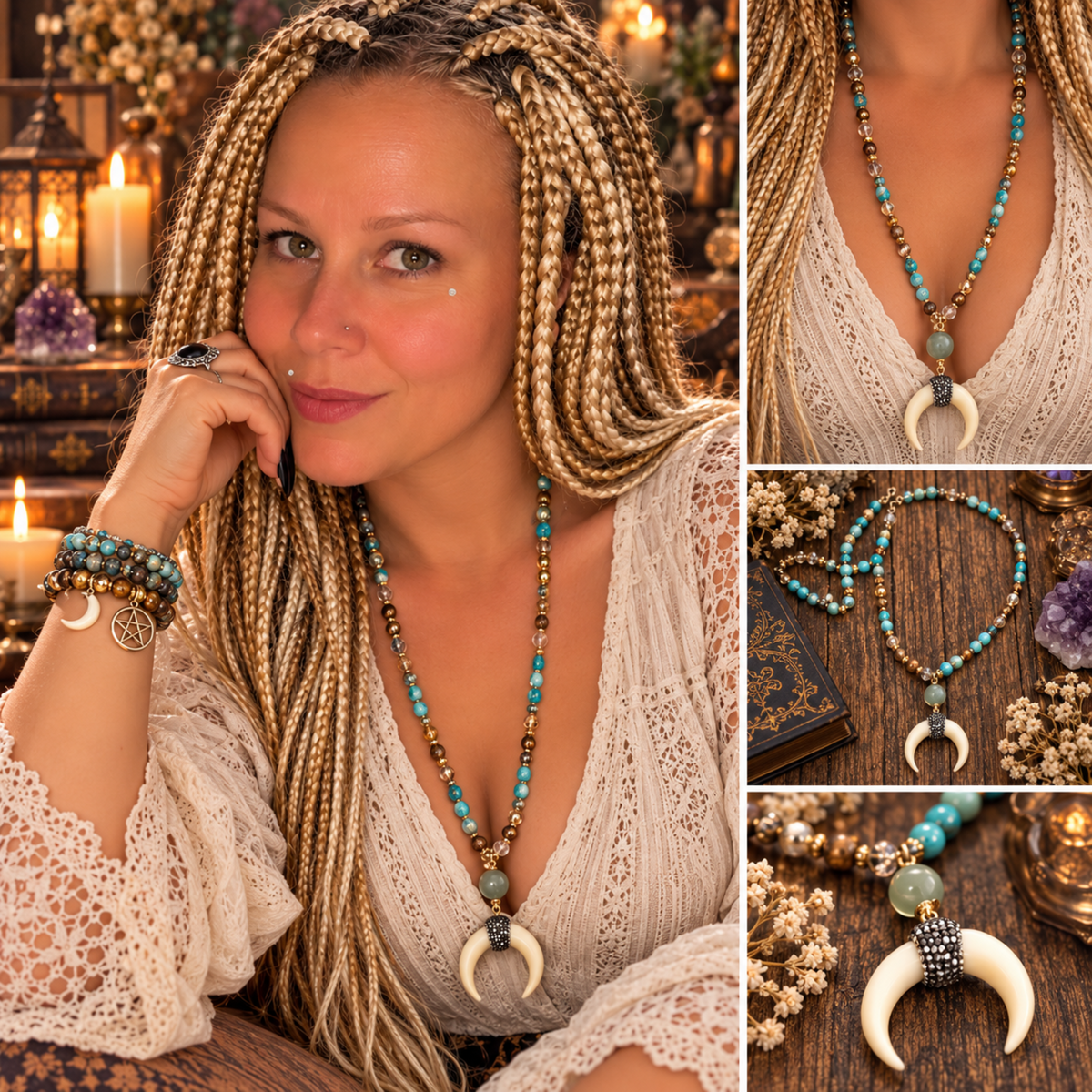 Bohemian Crescent Moon Necklace