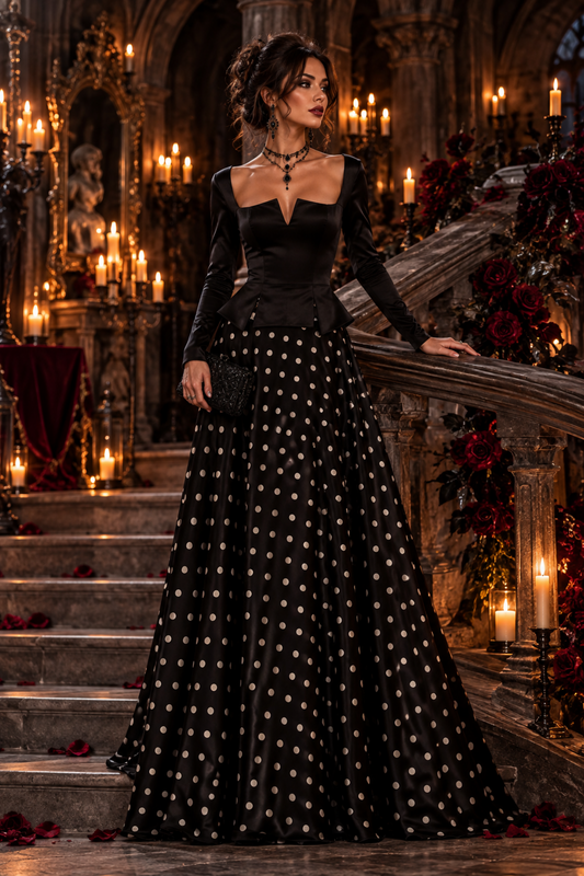 Square-Neck Pleated Satin Evening Dress