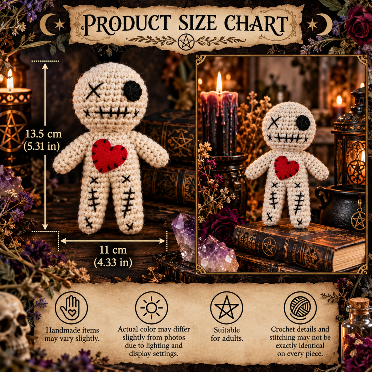 Handmade Poppet Witchcraft Crochet Doll