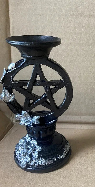🔮 Pentagram Crystal Ball Display Stand & Altar Candle Holder