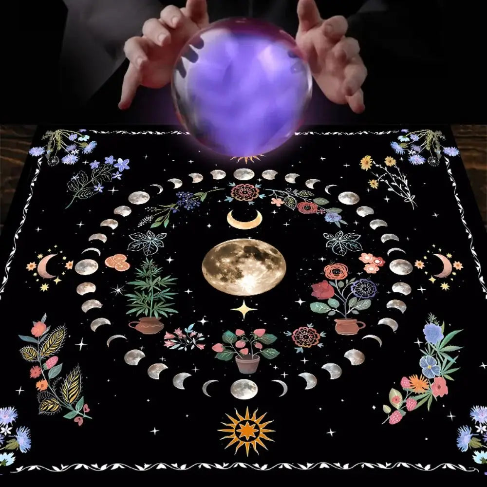 Fashion Moonlight Flower Tarot Card Table Cloth Floral Altar Card Mat Rose Decorative Card Mat