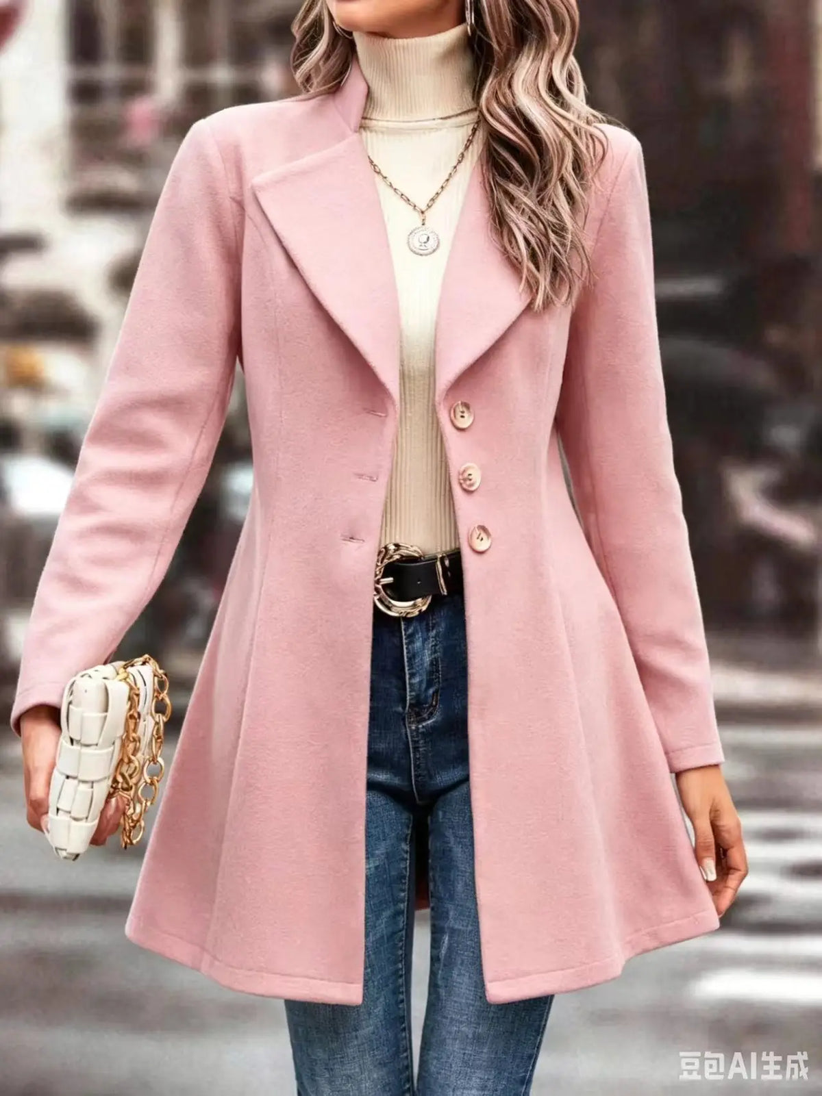 Tailored Lapel Coat with Button Front