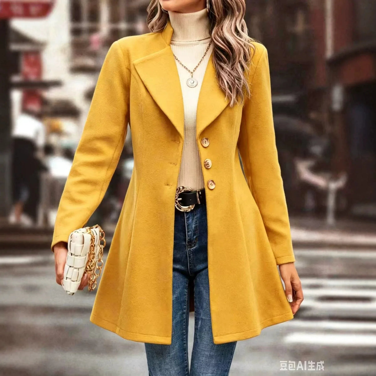 Tailored Lapel Coat with Button Front