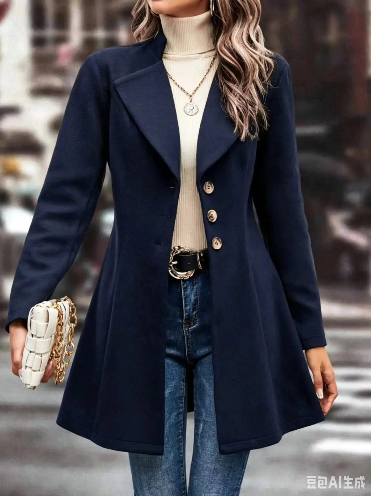 Tailored Lapel Coat with Button Front