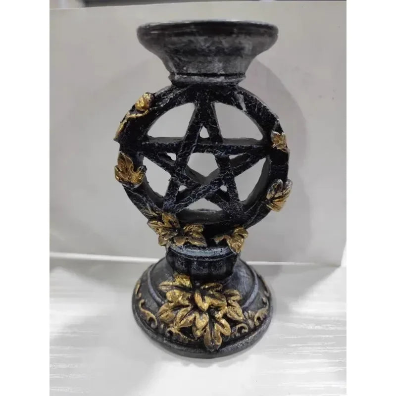 🔮 Pentagram Crystal Ball Display Stand & Altar Candle Holder
