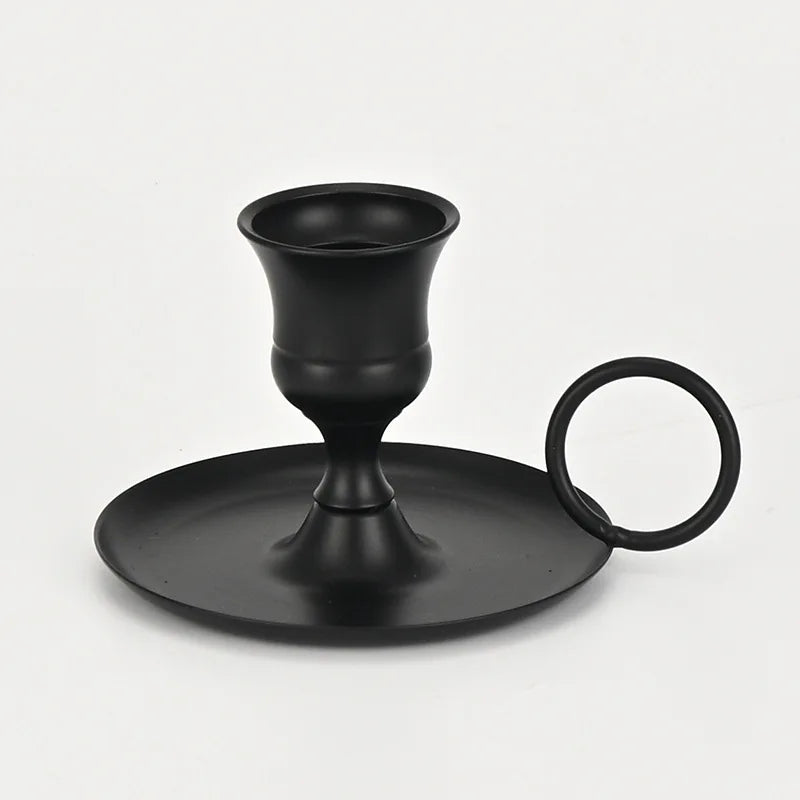 Metal Candle Holder Desktop Candlestick Adornment Candle Holder With Handle Centerpiece Dining Table Wedding Festive Decoration