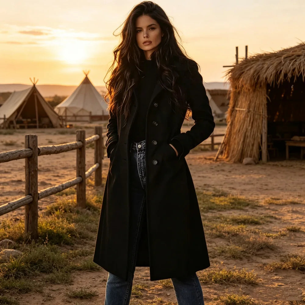 Brown Faux-Suede Longline Trench Coat