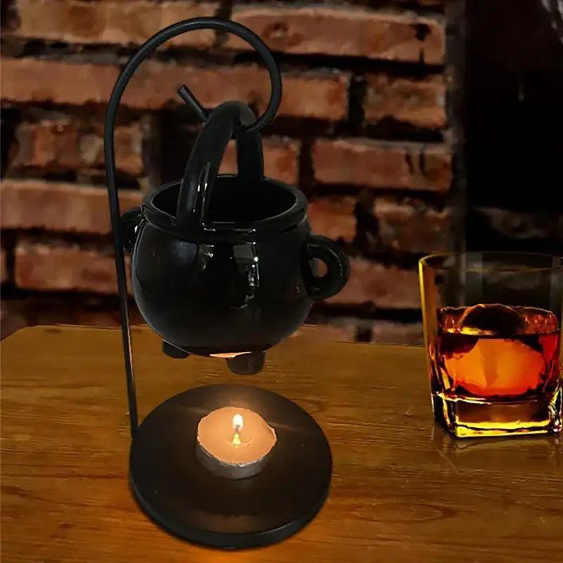 Hanging Witch Cauldron Oil Burner & Candle Holder