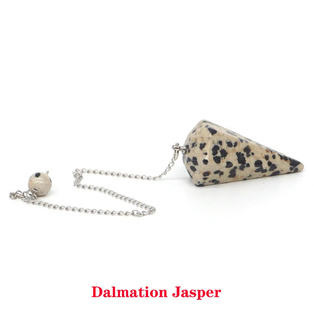 Pyramid Pendulum Natural Gemstone Chain Chakra Amulet Pendant Jewelry Reiki Healing Crystal Witchcraft Supplies Decor Ornaments