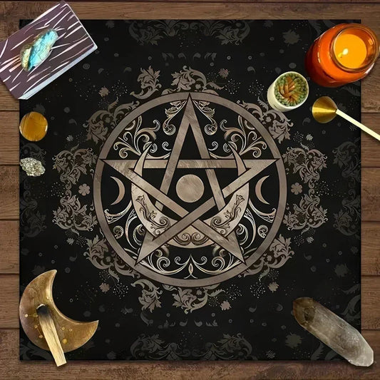 Celestial Tarot Altar Cloth – Moon Phases & Stars