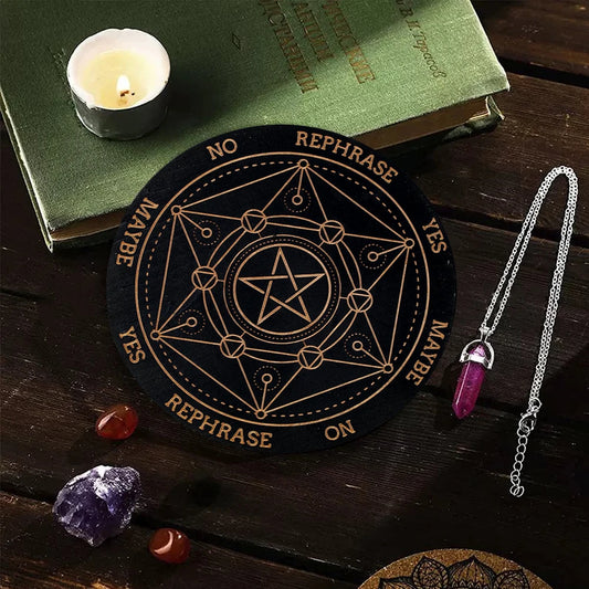 Magic Pentagram Pendulum Board Divination Energy Carven Wooden Decision Plate Meditation Metaphysical Altar Witchcraft Supplies