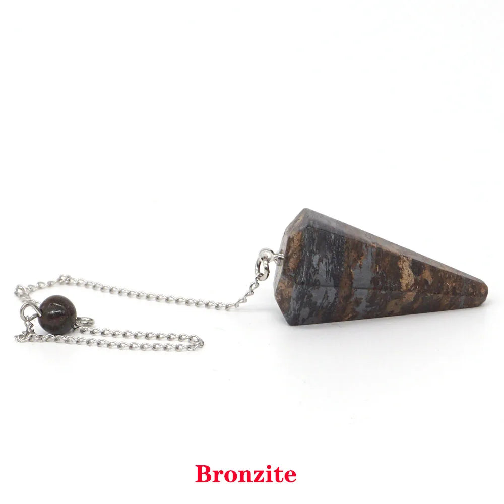 Pyramid Pendulum Natural Gemstone Chain Chakra Amulet Pendant Jewelry Reiki Healing Crystal Witchcraft Supplies Decor Ornaments