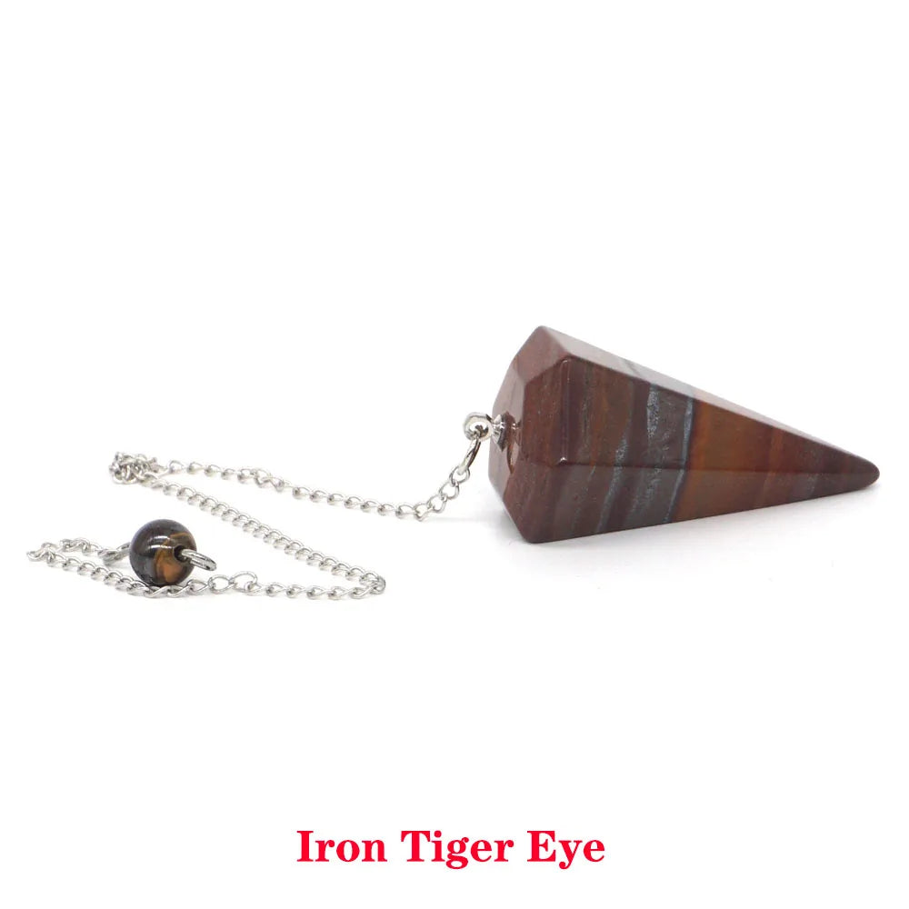 Pyramid Pendulum Natural Gemstone Chain Chakra Amulet Pendant Jewelry Reiki Healing Crystal Witchcraft Supplies Decor Ornaments
