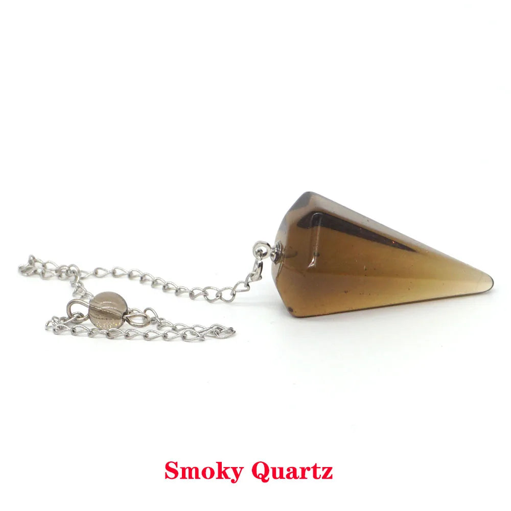 Pyramid Pendulum Natural Gemstone Chain Chakra Amulet Pendant Jewelry Reiki Healing Crystal Witchcraft Supplies Decor Ornaments