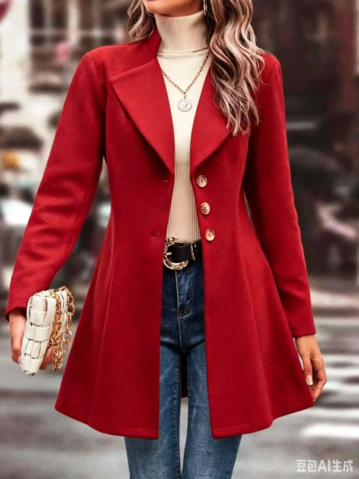 Tailored Lapel Coat with Button Front