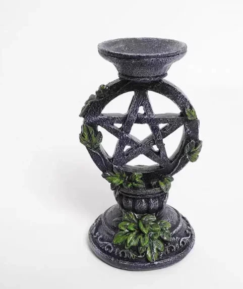 🔮 Pentagram Crystal Ball Display Stand & Altar Candle Holder