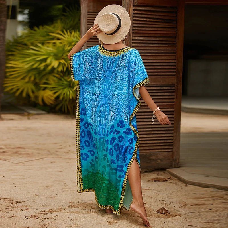 Hippy Boho Kaftan Collection Rayon Maxi Dress & Beach Cover-Up