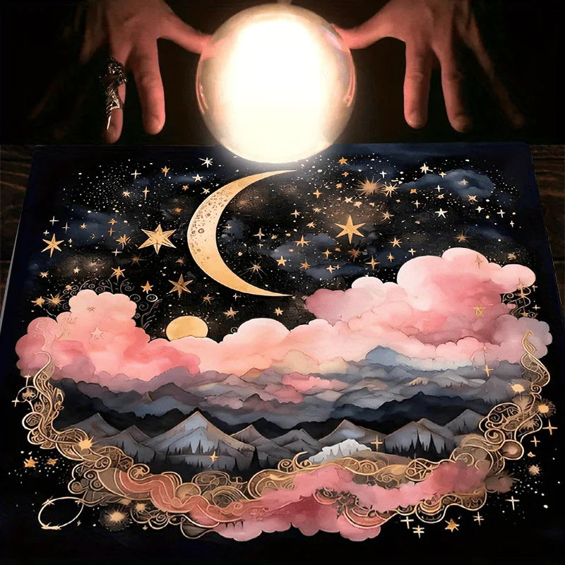 VIKAMA Tarot Star Tablecloth Sun Moon Copper Pattern Mystery Totem Tablecloth Waterproof Oil Proof Home Dining Tablecloth