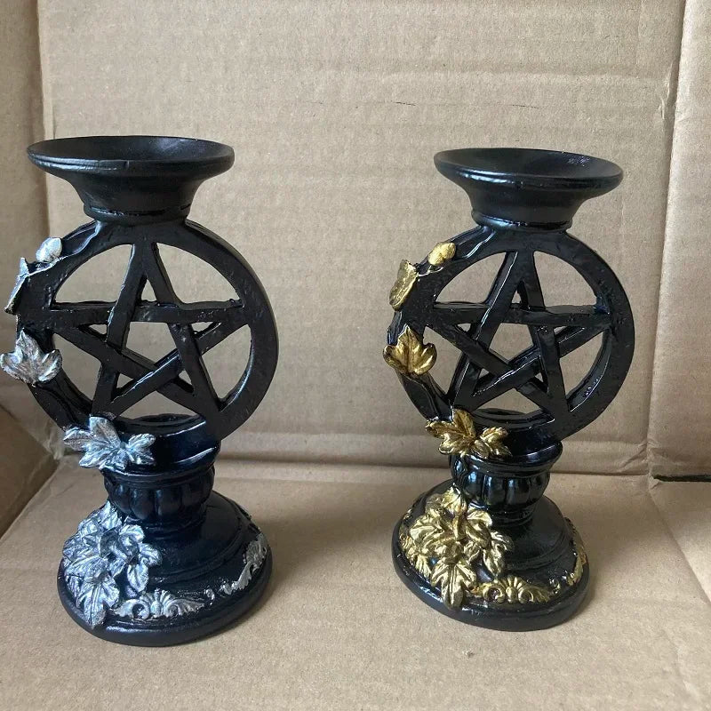 🔮 Pentagram Crystal Ball Display Stand & Altar Candle Holder