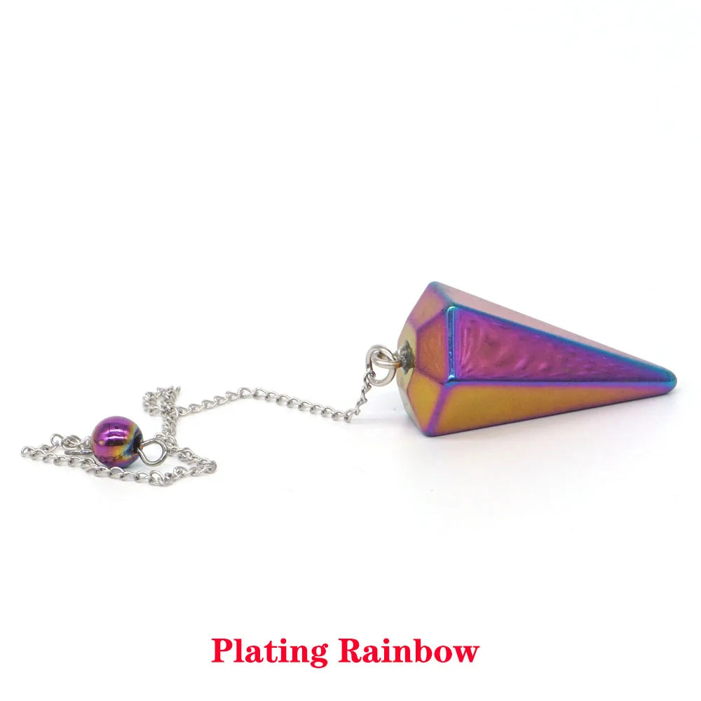 Pyramid Pendulum Natural Gemstone Chain Chakra Amulet Pendant Jewelry Reiki Healing Crystal Witchcraft Supplies Decor Ornaments