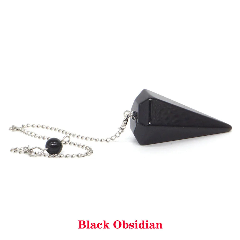 Pyramid Pendulum Natural Gemstone Chain Chakra Amulet Pendant Jewelry Reiki Healing Crystal Witchcraft Supplies Decor Ornaments
