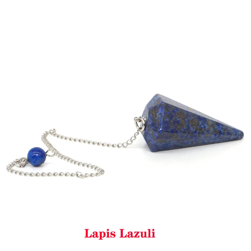 Pyramid Pendulum Natural Gemstone Chain Chakra Amulet Pendant Jewelry Reiki Healing Crystal Witchcraft Supplies Decor Ornaments