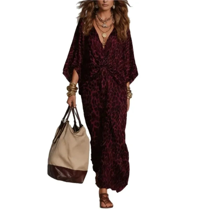 Leopard-Print Twist-Front Maxi Dress