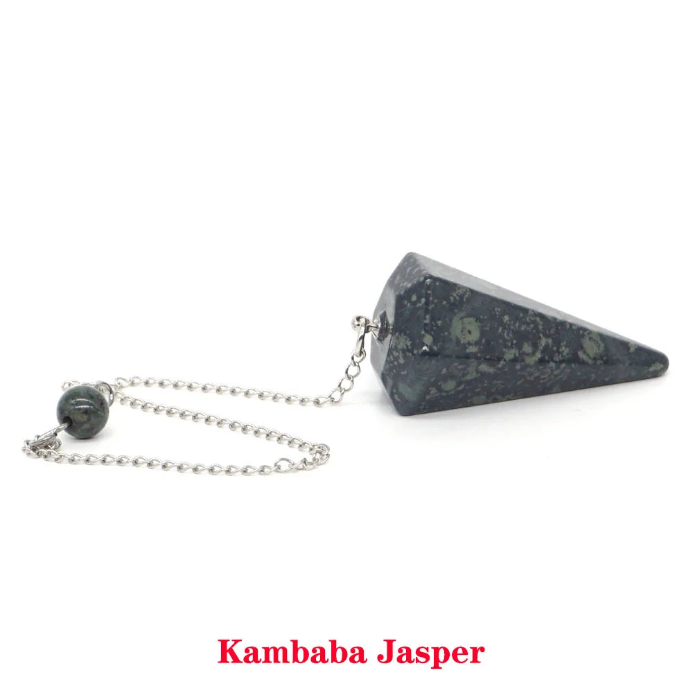 Pyramid Pendulum Natural Gemstone Chain Chakra Amulet Pendant Jewelry Reiki Healing Crystal Witchcraft Supplies Decor Ornaments