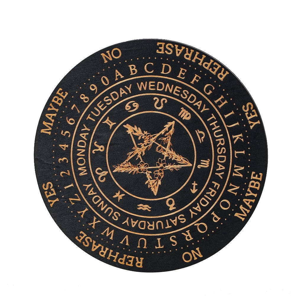 Magic Pentagram Pendulum Board Divination Energy Carven Wooden Decision Plate Meditation Metaphysical Altar Witchcraft Supplies