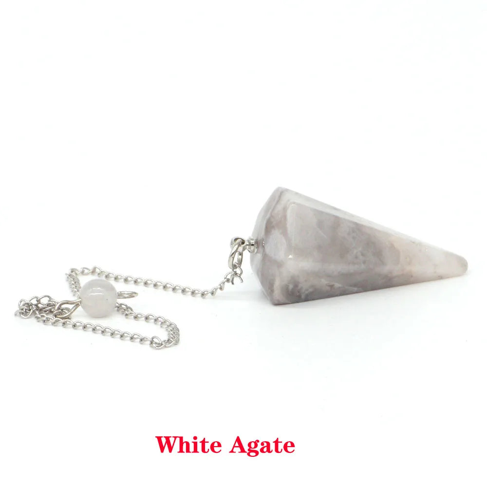 Pyramid Pendulum Natural Gemstone Chain Chakra Amulet Pendant Jewelry Reiki Healing Crystal Witchcraft Supplies Decor Ornaments