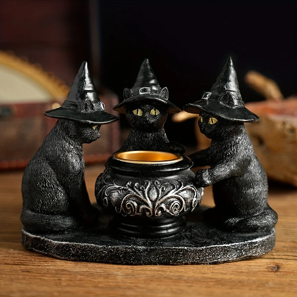 🐈⬛ Witch Cat Cauldron Figurine