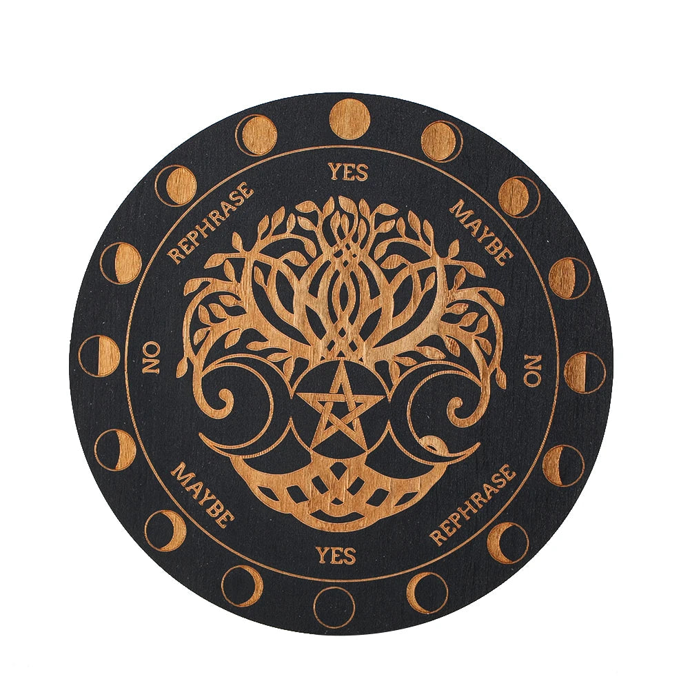 Magic Pentagram Pendulum Board Divination Energy Carven Wooden Decision Plate Meditation Metaphysical Altar Witchcraft Supplies