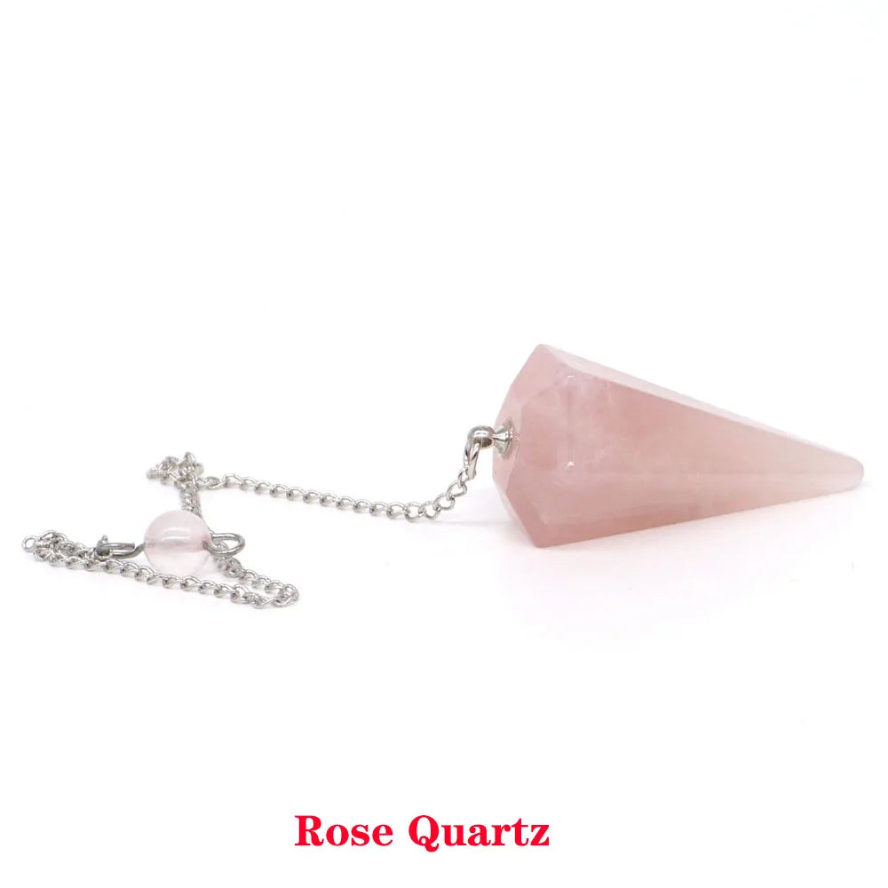 Pyramid Pendulum Natural Gemstone Chain Chakra Amulet Pendant Jewelry Reiki Healing Crystal Witchcraft Supplies Decor Ornaments