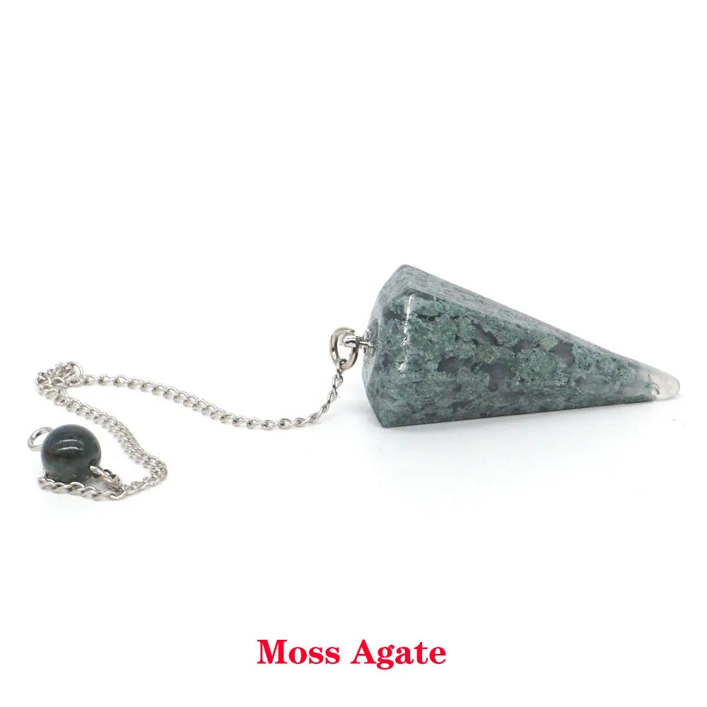 Pyramid Pendulum Natural Gemstone Chain Chakra Amulet Pendant Jewelry Reiki Healing Crystal Witchcraft Supplies Decor Ornaments