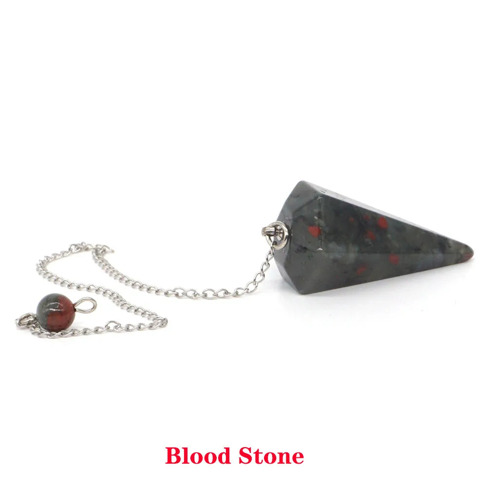Pyramid Pendulum Natural Gemstone Chain Chakra Amulet Pendant Jewelry Reiki Healing Crystal Witchcraft Supplies Decor Ornaments
